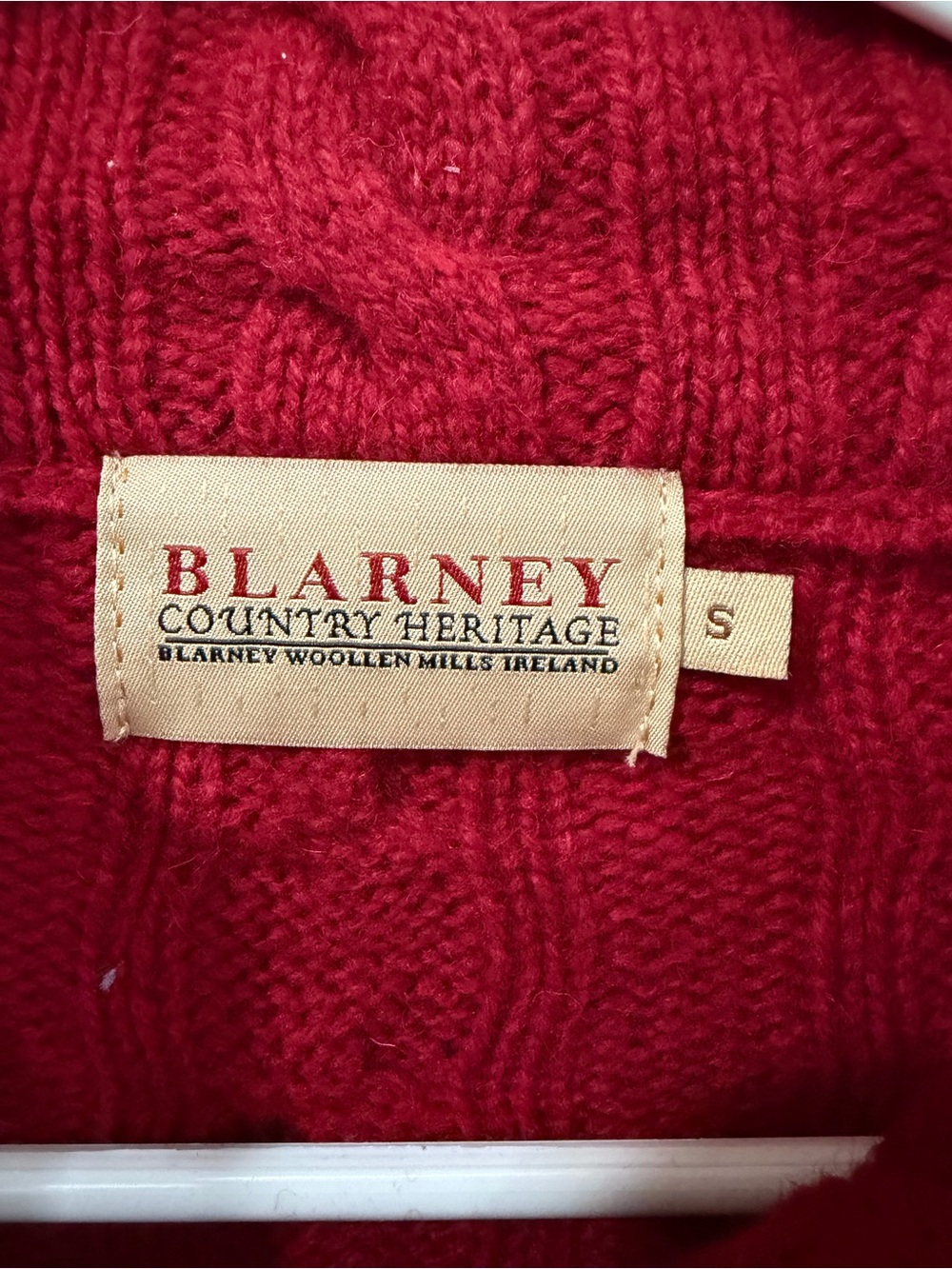 Red Cable-Knit Button-Front Poncho Sweater Ireland - Picture 5 of 7
